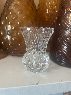 Clear Cut Glass Bud Vase -